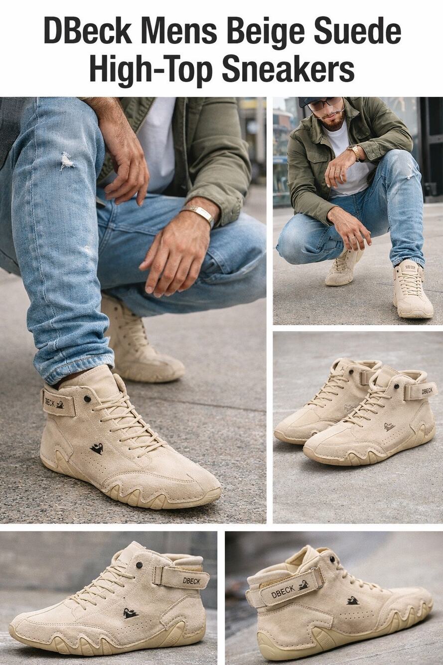 LDECK Men's Suede High Boots Soft Casual Leather Wrestling Shoes size 11.5 45